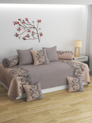 BROMWICK Polycotton Floral Diwan Set(Beige)