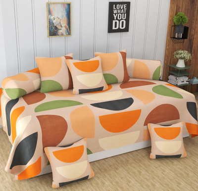 CASTIQA Polycotton Geometric Diwan Set(Orange)