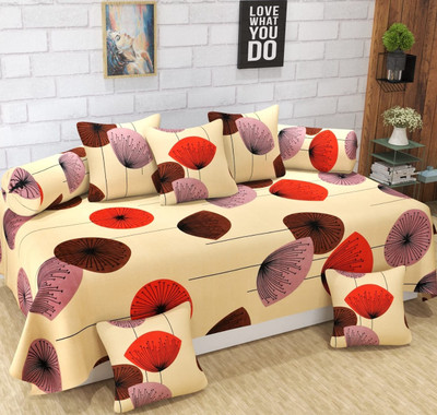 satalhome Cotton Abstract Diwan Set(Multicolor)