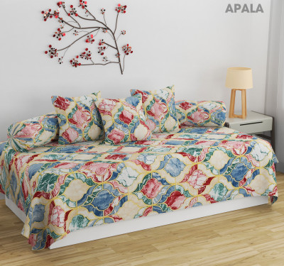 Apala Cotton Abstract Diwan Set(Multicolor, Blue)