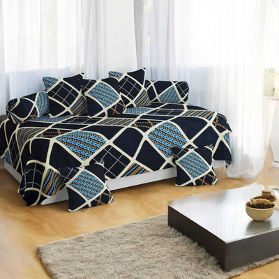 Flipkart SmartBuy Polycotton Abstract Diwan Set(Blue, Multicolor)