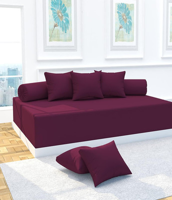 BEVI Polycotton Plain Diwan Set(Red)