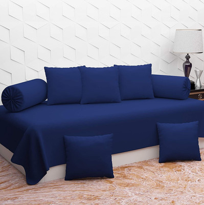 BEVI Polycotton Plain Diwan Set(Blue)