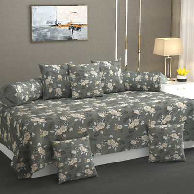 Amrange Polycotton Floral Diwan Set(Multicolor)
