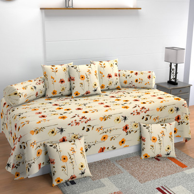 MANIQATEX Cotton Floral Diwan Set(Multicolor)