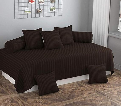 Harbell Home Cotton Striped Diwan Set(Brown)