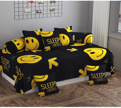 CASTIQA Polycotton Cartoon Diwan Set(Black)