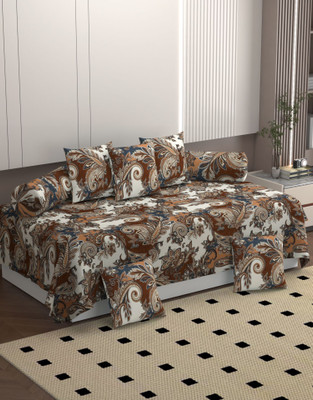 BELVOSTUM Polycotton Floral Diwan Set(Brown)