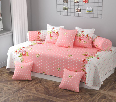 LOPUNNY Polycotton Floral Diwan Set(White)