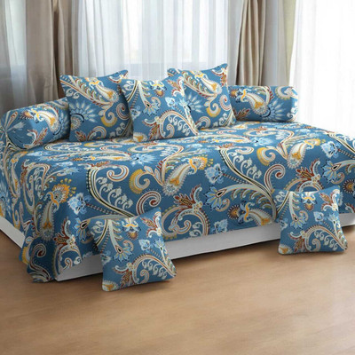 Flipkart SmartBuy Polycotton Abstract Diwan Set(Blue)