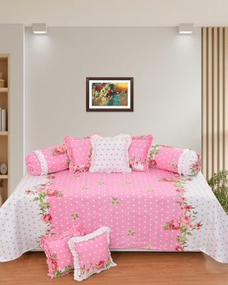 LTF Polycotton Polka Diwan Set(Pink)