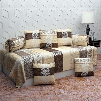 Amrange Polycotton Floral Diwan Set(Multicolor)