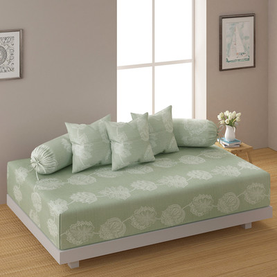SWAYAM Cotton Floral Diwan Set(Green)