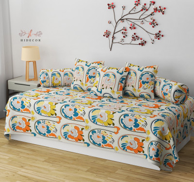 HIDECOR Cotton Floral Diwan Set(Multicolor)