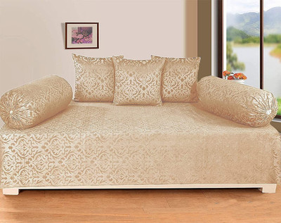 Home Stylish Velvet Checkered Diwan Set(Beige)