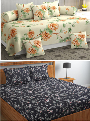 Hetvik home decor Polycotton Abstract Diwan Set(Multicolor)