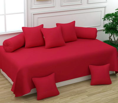 BROMWICK Polycotton Plain Diwan Set(Red)