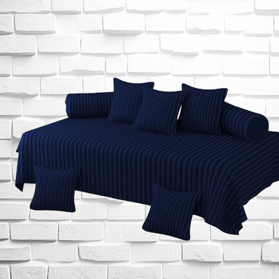 HOMYBEES Cotton Plain Diwan Set(Blue)