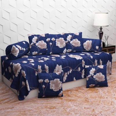 BEVI Cotton Floral Diwan Set(Blue)