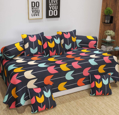Pinkleaf Polycotton Abstract Diwan Set(Multicolor)