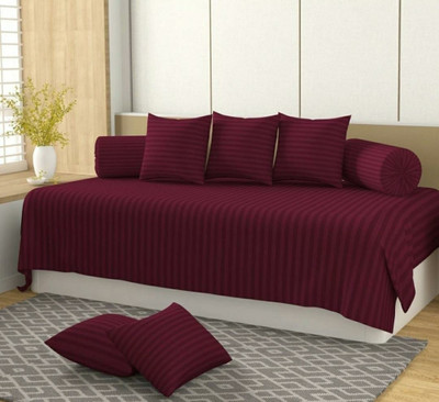 Aki Traders Polyester Striped Diwan Set(Maroon)