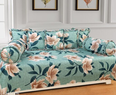 LTF Cotton Floral Diwan Set(Green)