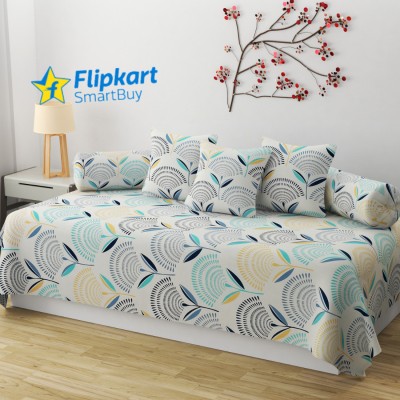 Flipkart SmartBuy Cotton Floral Diwan Set(White)