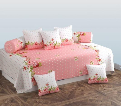 CLIDE Cotton Floral Diwan Set(Multicolor)
