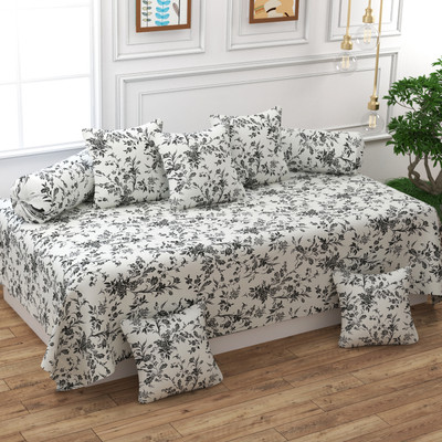 BELVOSTUM Cotton Abstract Diwan Set(Black)