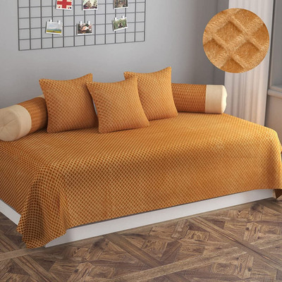 Flipkart SmartBuy Velvet Abstract Diwan Set(Beige)