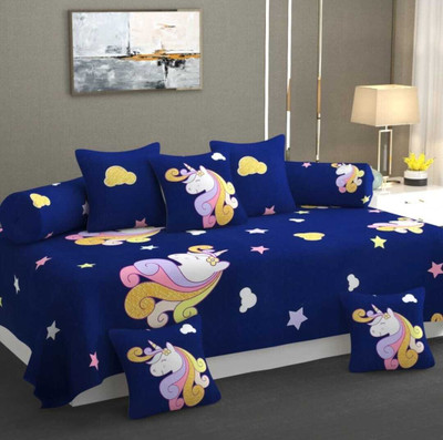 Pinkleaf Polycotton Cartoon Diwan Set(Blue)