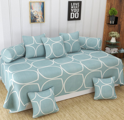 CASTIQA Polycotton Abstract Diwan Set(Blue)