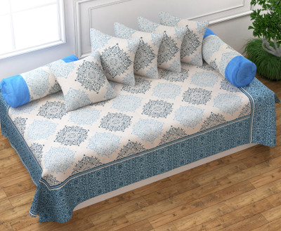 F2L Cotton Abstract Diwan Set(Blue)