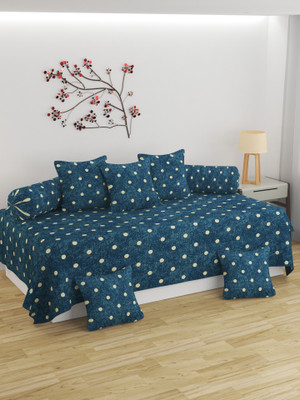 BROMWICK Cotton Polka Diwan Set(Blue)