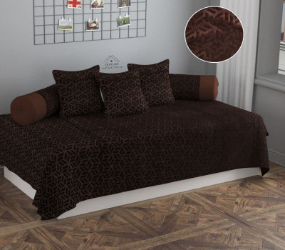 Zesture Chenille Plain Diwan Set(Brown)