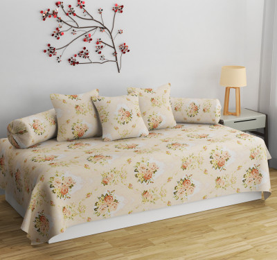 Apala Cotton Floral Diwan Set(Beige)