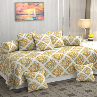 NCS Polycotton Abstract Diwan Set(Yellow)