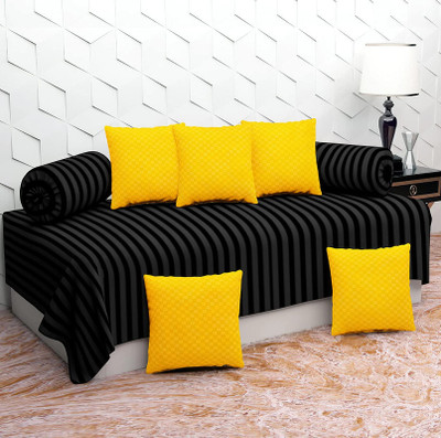 jyotaksh Cotton Checkered Diwan Set(Yellow)