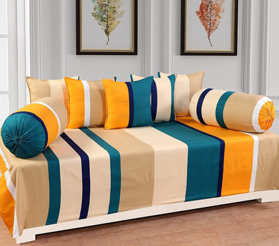 CHHILAKIYA Polyester Striped Diwan Set(Gold)