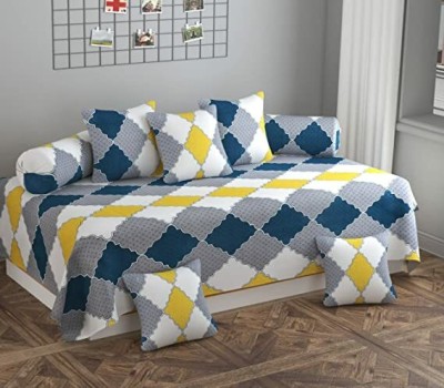 DWORTH Polycotton Geometric Diwan Set(Multicolor)