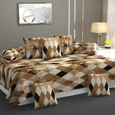 ketostics Cotton Abstract Diwan Set(Brown)