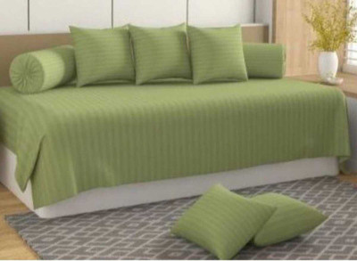 NeLeo Polycotton Striped Diwan Set(Green)