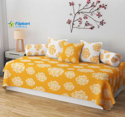 Flipkart SmartBuy Cotton Geometric Diwan Set(Yellow)