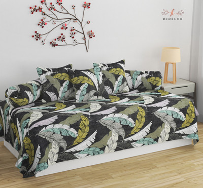 HIDECOR Cotton Geometric Diwan Set(Grey)