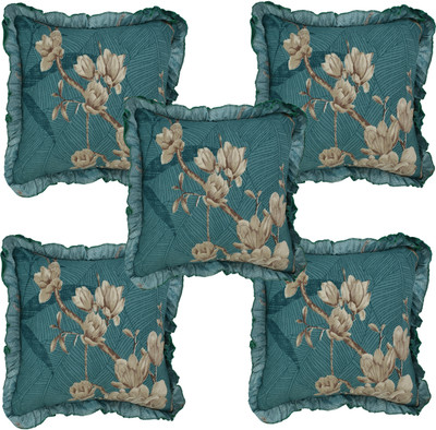 LCF Cotton Cushions Cover(40 cm*40 cm, Pack of 5, Dark Green)