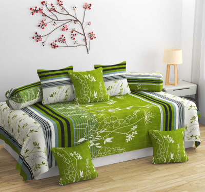igi Polycotton Floral Diwan Set(Green)