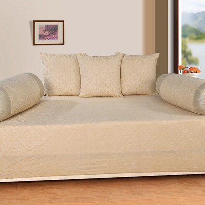 Flipkart SmartBuy Velvet Abstract Diwan Set(Beige)