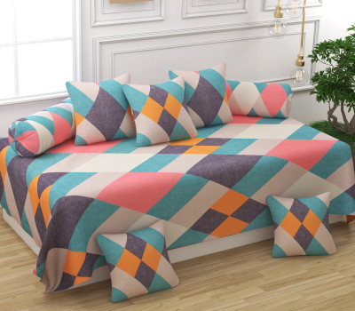 BLOSSIE Cotton Geometric Diwan Set(Multicolor)