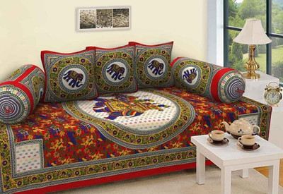 WARISI Cotton Abstract Diwan Set(Maroon)