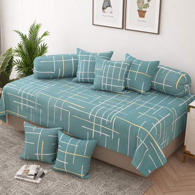 Story@home Polyester Abstract Diwan Set(Green)